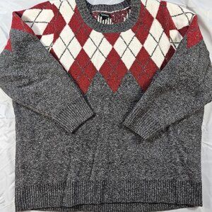 Torrid heather grey, white and burgundy tunic length sweater. Size 3